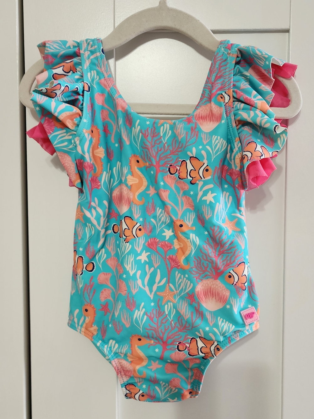 RuffleButts Seahorse Under The Sea One Piece Suit 18-24M NEW! Butterfly Sleeve.